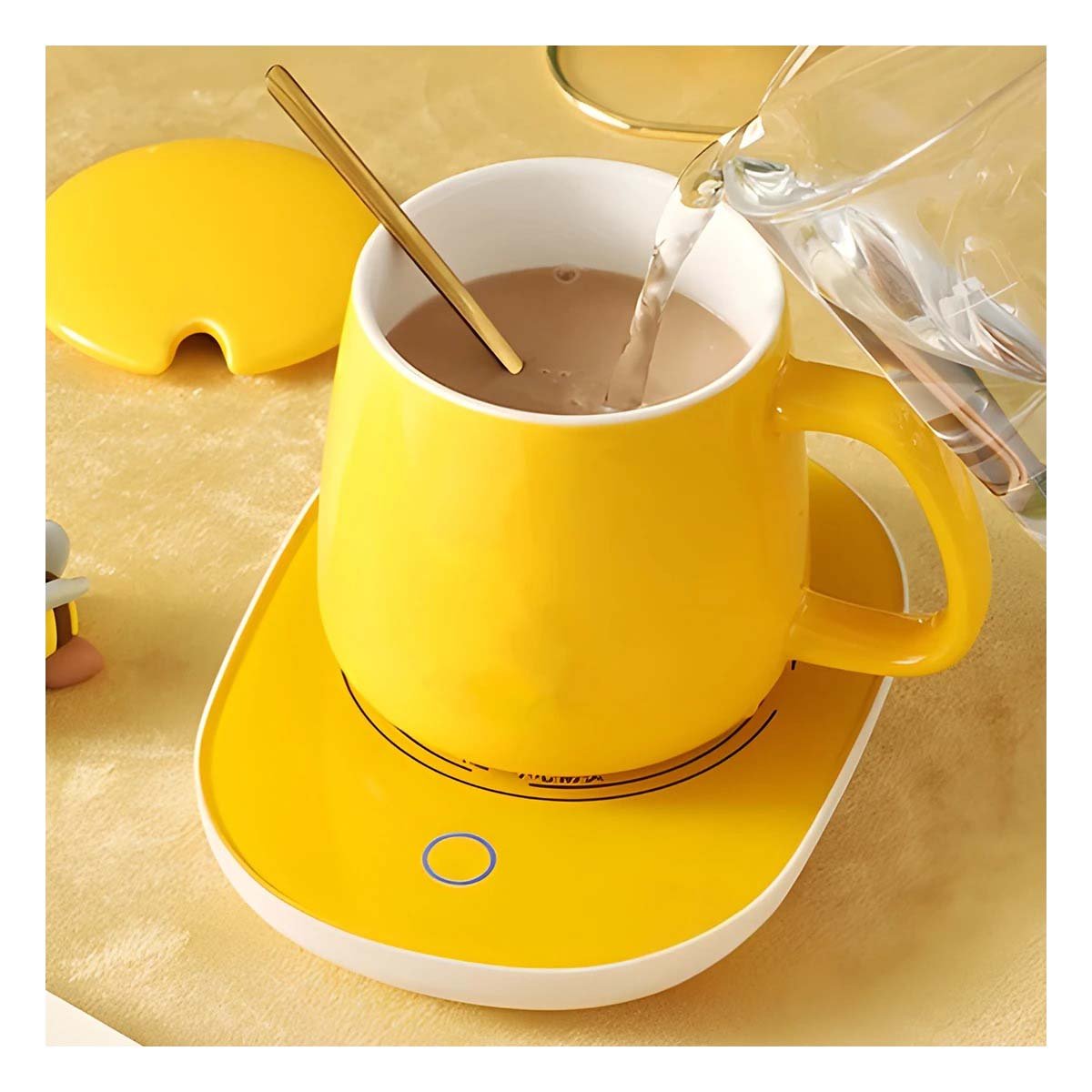 PACK4 COLECCION CALENTADOR DE TAZA EN CAJA AMARILLO DISENO ELEGANTE PARA OFICINA Y+PAPEL REGALO - 2