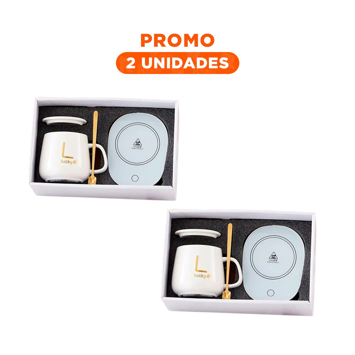 PACK2 MODULO MODERNO CALENTADOR DE TAZA BLANCO EN CAJA - 1