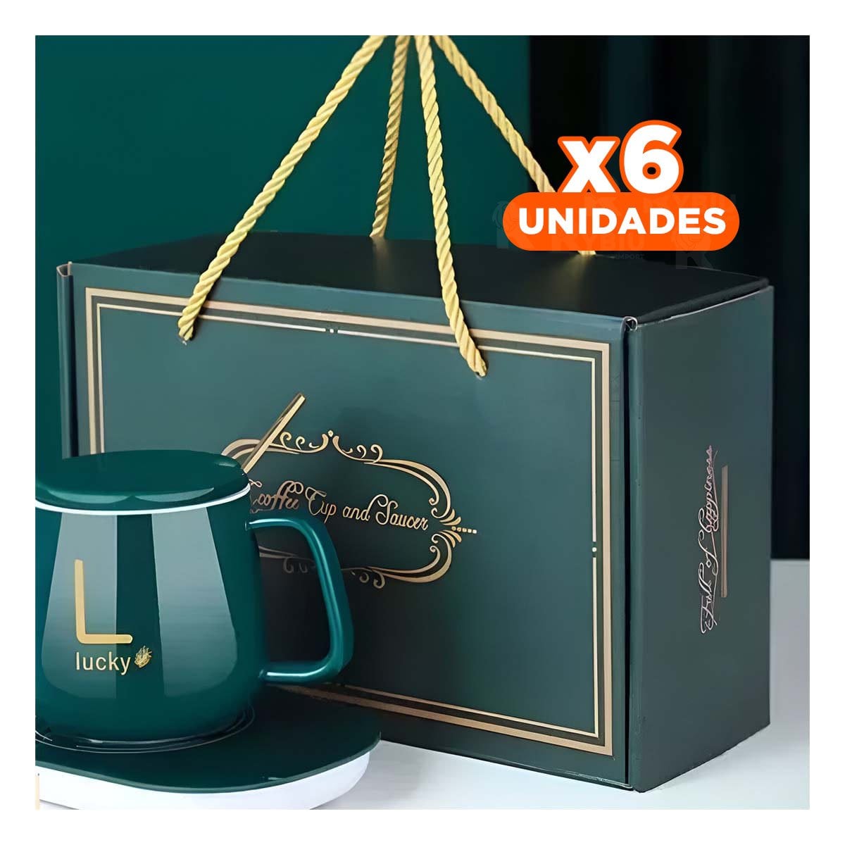 PACK6 ACCESORIO PORTATIL CALENTADOR DE TAZA VERDE EN CAJA Y+REGALO STICKER - 1