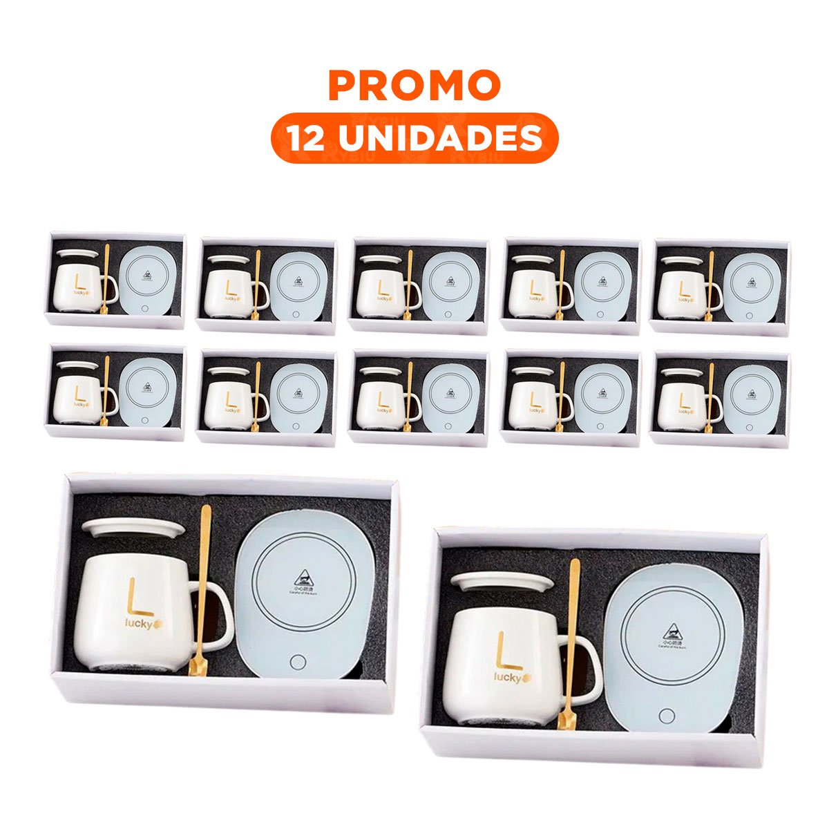 PACK12 SOPORTE COMPACTO CALENTADOR DE TAZA BLANCO EN CAJA Y+REGALO STICKER - 1