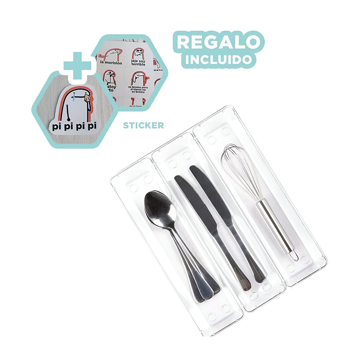 CONTENEDOR MULTIUSO DE ACRILICO PARA COCINA 27X18X5CM TRANSPARENTE Y+REGALO STICKER - 1