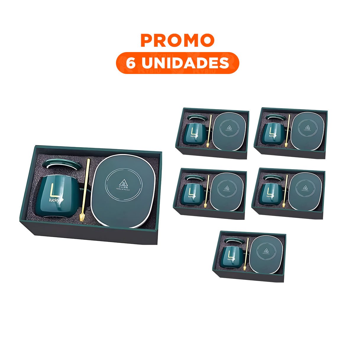 PACK6 SOPORTE PORTATIL CALENTADOR DE TAZA VERDE EN CAJA - 1