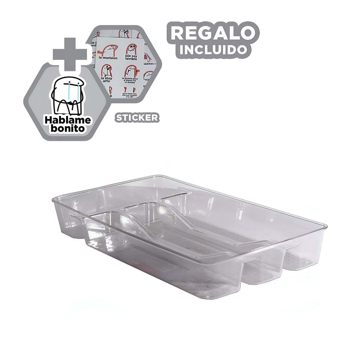CONTENEDOR MULTIUSO DE ACRILICO PARA COCINA 33X18X5CM TRANSPARENTE Y+REGALO STICKER - 1