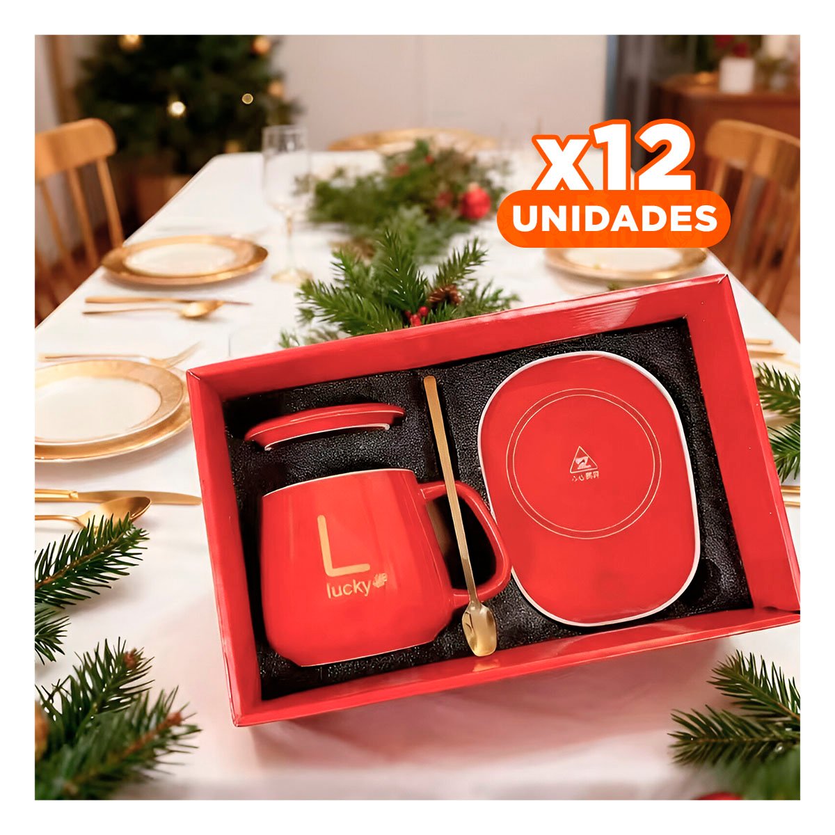 PACK12 BASE ELECTRICA DE TAZA EN CAJA ROJO DISENO MODERNO PARA HOGAR - 1