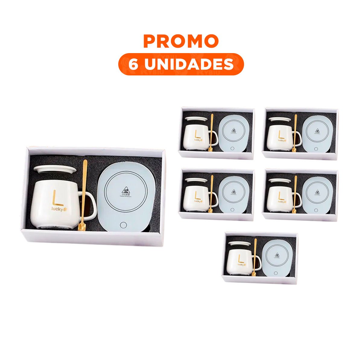 PACK6 SOPORTE PORTATIL CALENTADOR DE TAZA BLANCO EN CAJA - 1