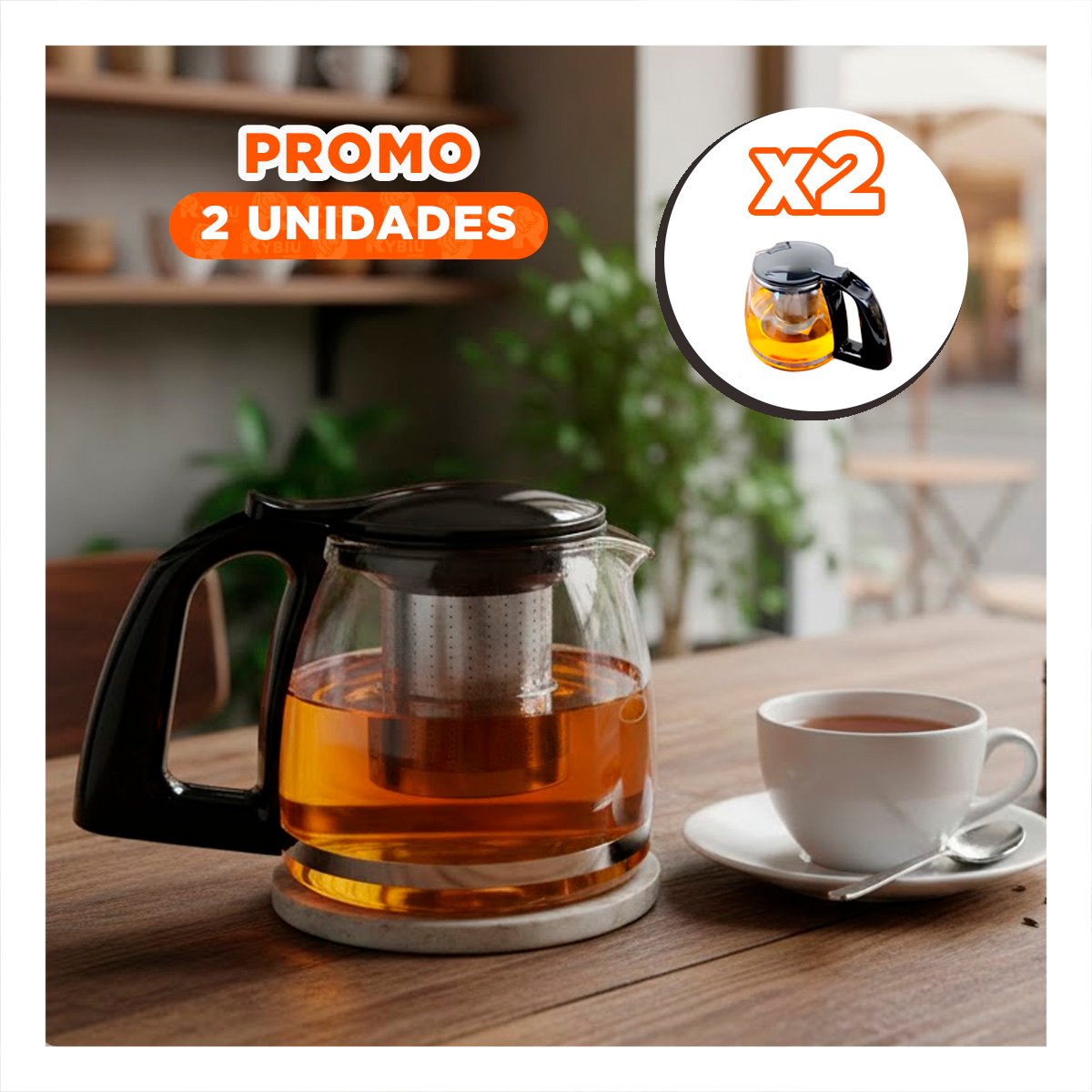PACK2 VASO DE VIDRIO CON FILTRO 2 LT PARA SERVIR TE Y MOMENTOS ACOGEDORES Y+REGALO STICKER - 1