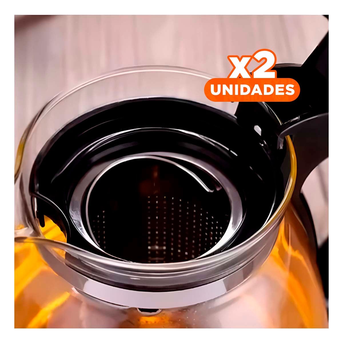 PACK2 ENVASE DE INFUSIONES DE VIDRIO CON FILTRO 1.5 LT PARA DISFRUTAR TE Y+REGALO STICKER - 1