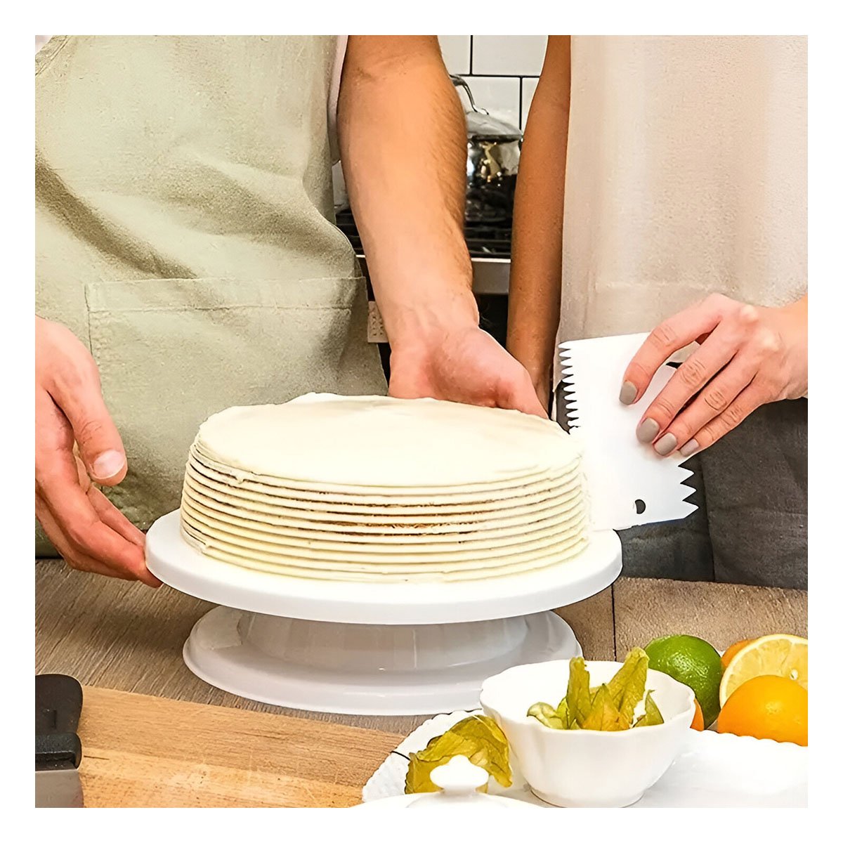 PACK4 MESA DE REPOSTERIA BLANCO GIRATORIA VERSATIL PARA DECORACION Y POSTRES Y+PAPEL REGALO - 5