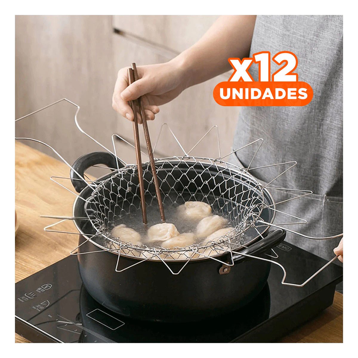 PACK12 BANDEJA COCINA COLAR ACERO 23CM PLATEADO PARA FREIR Y SERVIR PRACTICO - 1