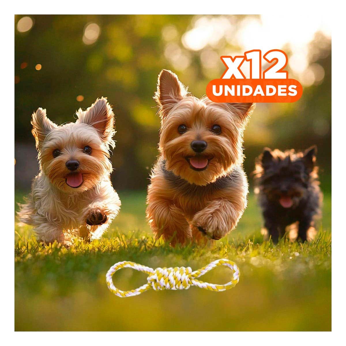 PACK12 ACCESORIO DE MORDIDA CON 4 NUDOS AMARILLO PARA ORGANIZAR EN SU MESADA - 1