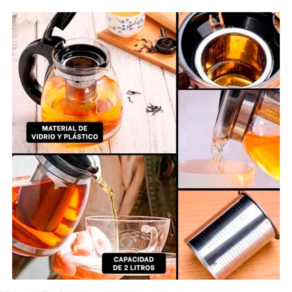 PACK12 INFUSOR DE VIDRIO CON FILTRO 2 LT PARA PREPARAR TE Y MOMENTOS ACOGEDORES Y+PAPEL REGALO - 2