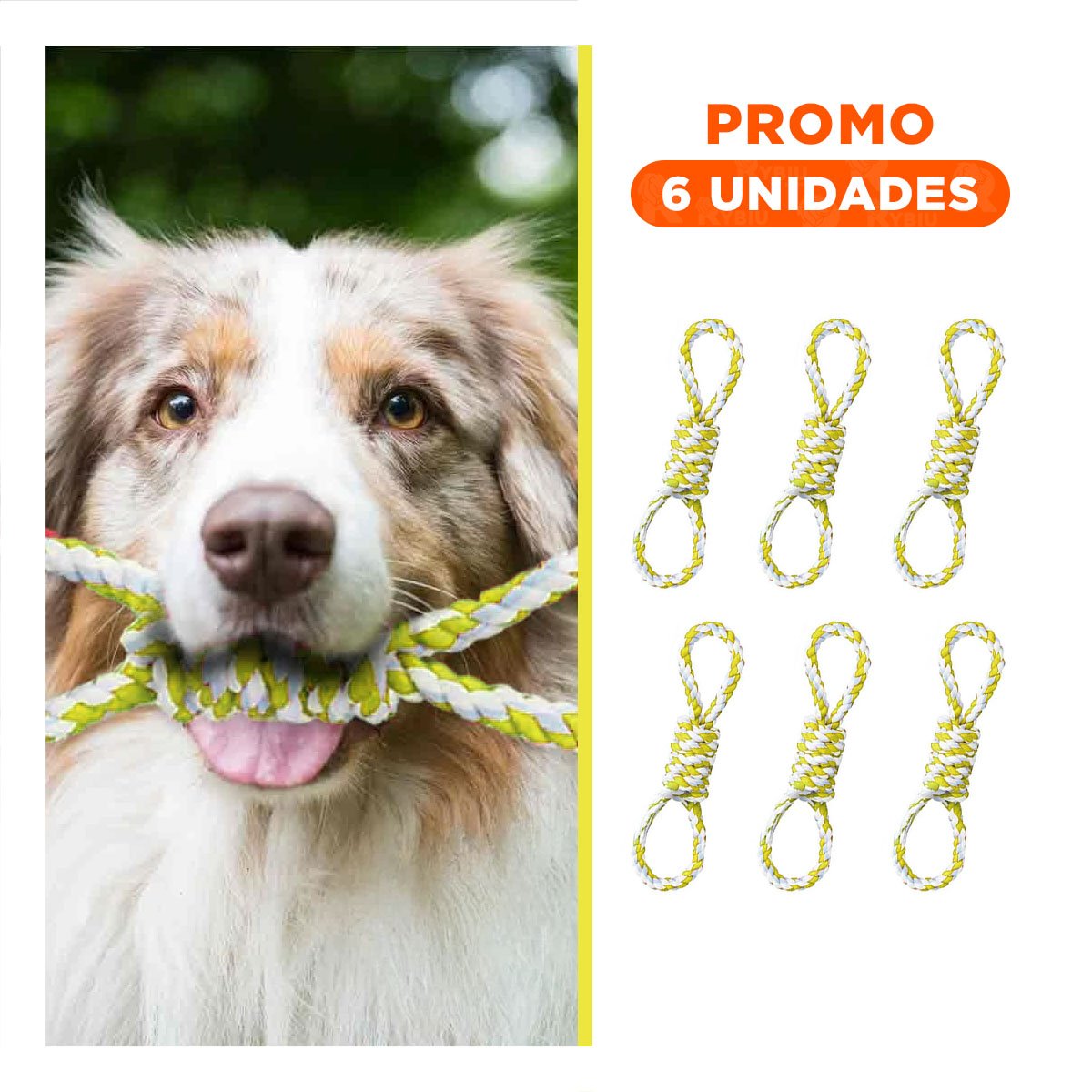 PACK6 ELEMENTO DE JUEGO CON 4 NUDOS AMARILLO DE AGARRE COMODO PARA SUS MANOS - 1