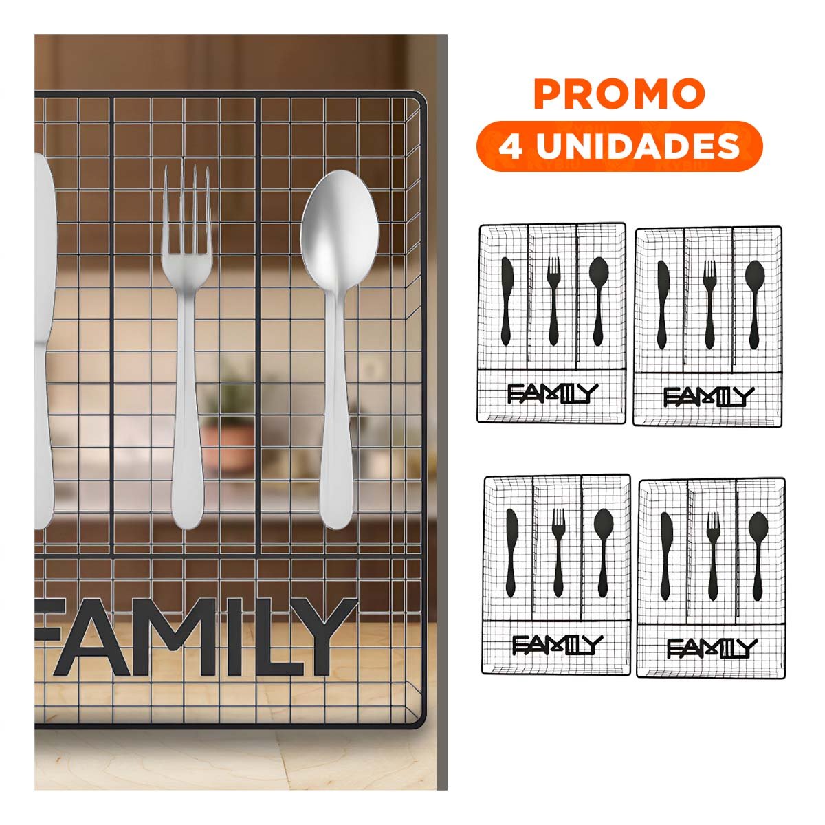 PACK4 CONTENEDOR CON ESTRUCTURA METAL NEGRO Y 4 ESPACIOS PARA USO CONSTANTE Y+REGALO STICKER - 1