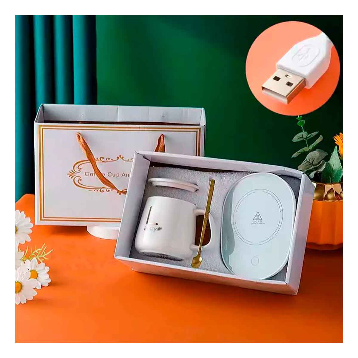 PACK6 ACCESORIO PORTATIL CALENTADOR DE TAZA BLANCO EN CAJA Y+REGALO STICKER - 3