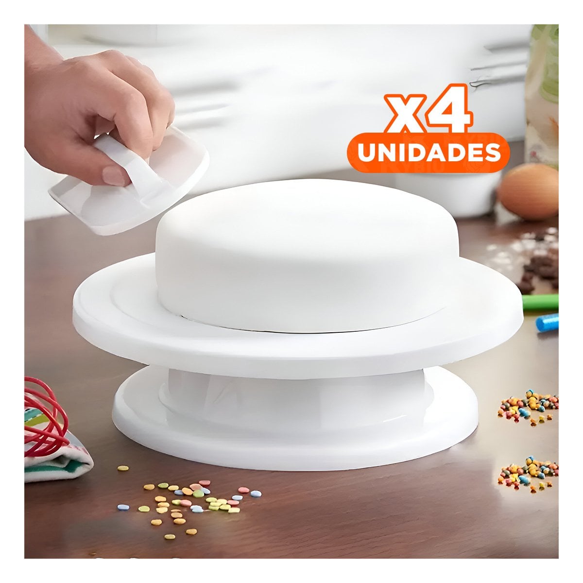 PACK4 SOPORTE DE REPOSTERIA BLANCO GIRATORIA FACIL DE USAR EN HOGAR Y COCINA - 1