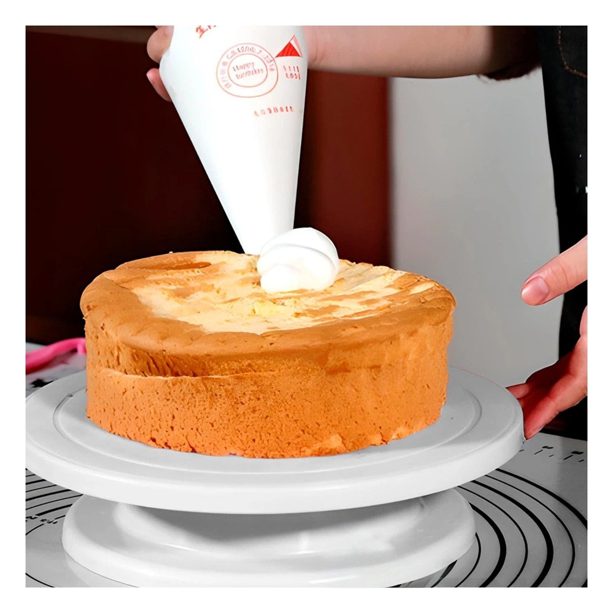 PACK12 SOPORTE DE COCINA BLANCO GIRATORIA PRACTICO PARA TORTAS Y POSTRES CASEROS - 3