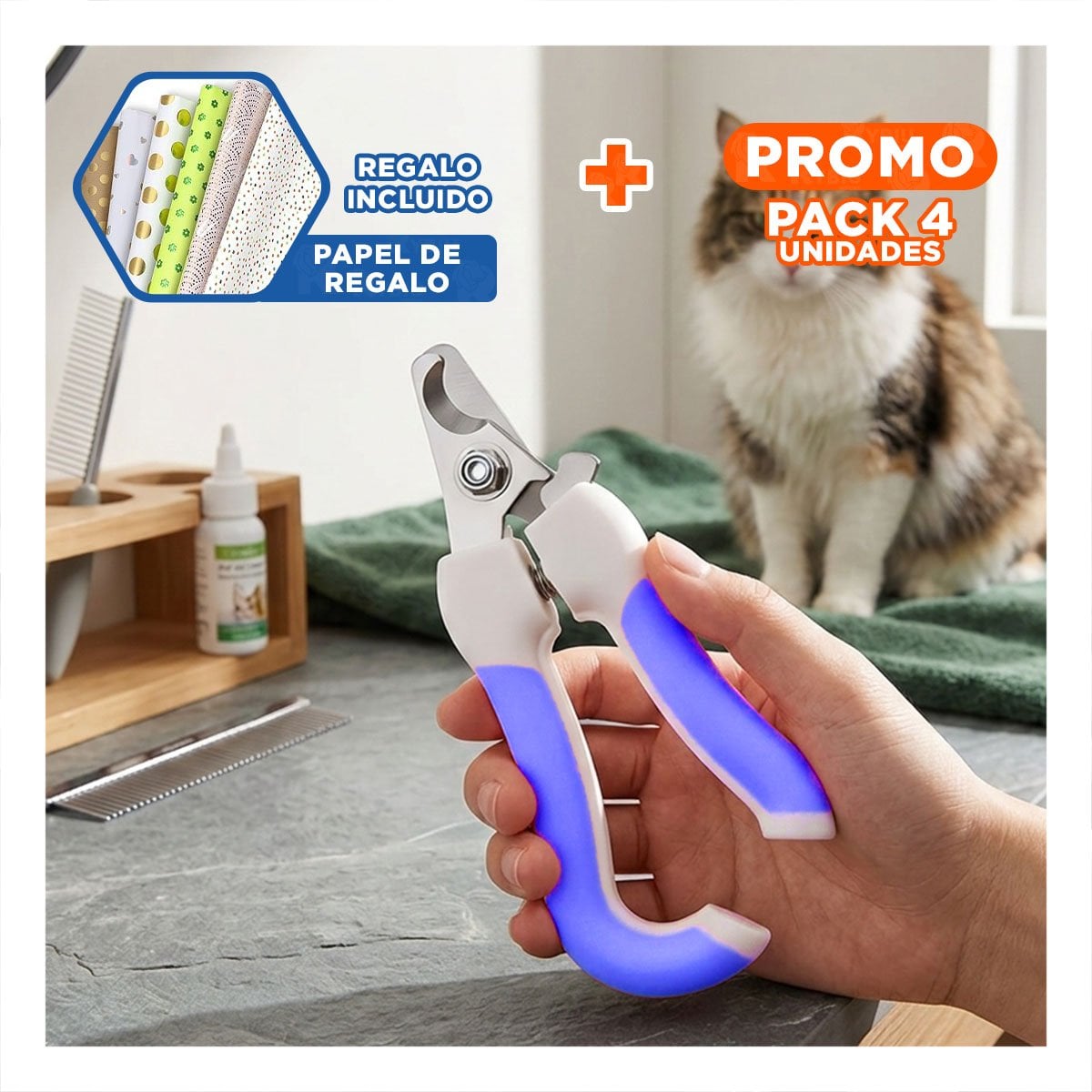 PACK4 ACCESORIO DE ASEO PARA LA ARMONIA DE SUS HIJOS AZUL GRANDE Y+PAPEL REGALO - 1