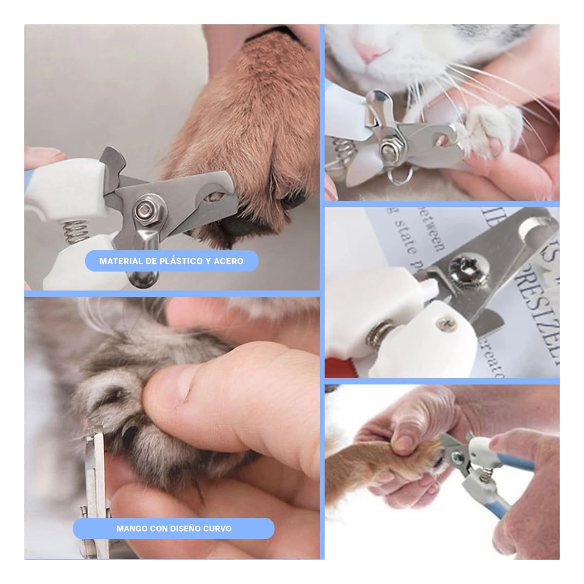 PACK6 HERRAMIENTA DE GROOMING CON TOPE AZUL GRANDE PARA MAS SEGURIDAD Y+PAPEL REGALO - 3