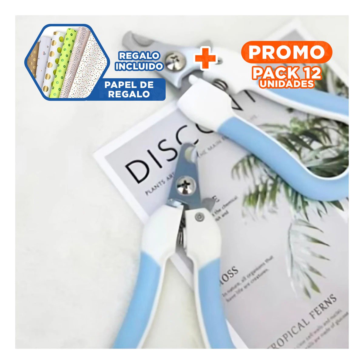 PACK12 SET DE PEDICURA PARA MASCOTAS DE FUNCION PRACTICA AZUL CHICO Y+PAPEL REGALO - 1