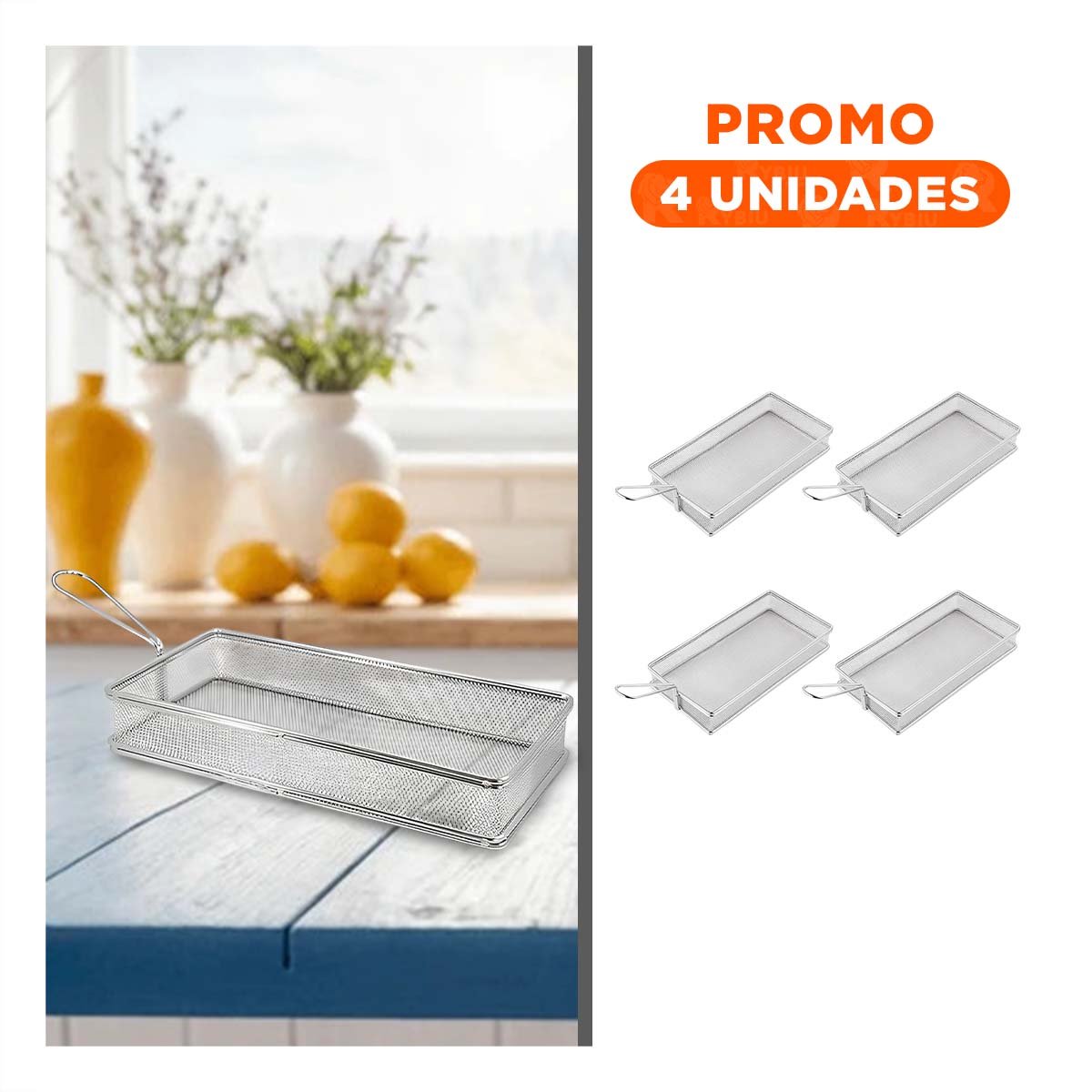 PACK4 RECIPIENTE PARA APERITIVOS FRITOS PLATEADO 25,5X13X4,5 CM SERVICIO Y+REGALO STICKER - 1