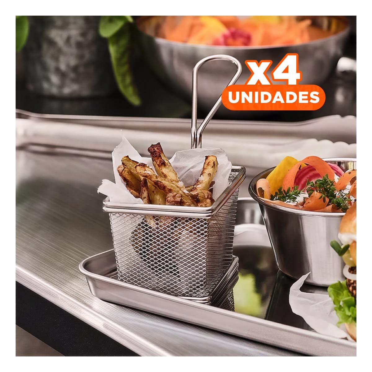 PACK4 RECIPIENTE PARA SNACKS FRITOS PLATEADO 10X8X7 CM PRESENTACION - 1