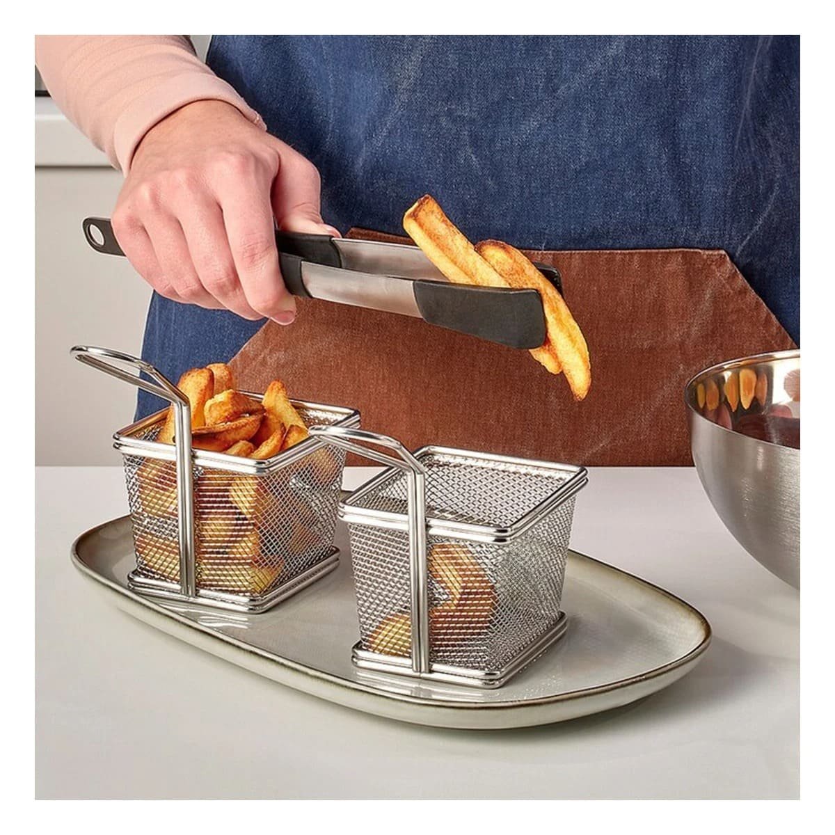PACK4 RECIPIENTE PARA SNACKS FRITOS PLATEADO 10X8X7 CM PRESENTACION - 2