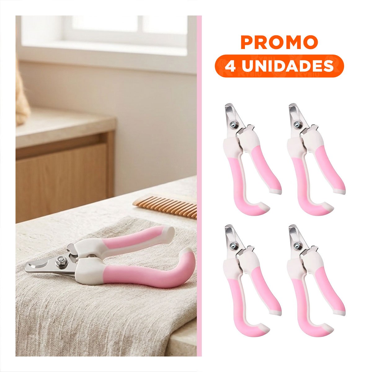 PACK4 CORTA UÑAS PET ROSADO CHICO DE CALIDAD ROBUSTA PARA MASCOTAS FUERTES Y+REGALO STICKER - 1