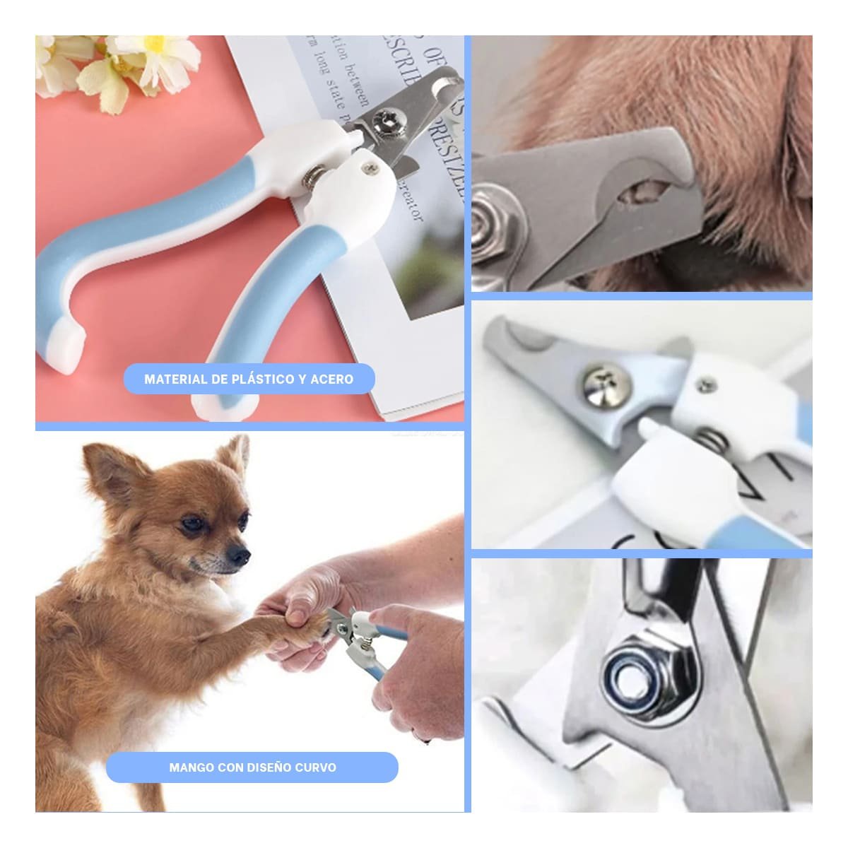 PACK2 CORTA UÑAS PET AZUL CHICO DE TACTO SUAVE PARA SUS MANOS Y+PAPEL REGALO - 3