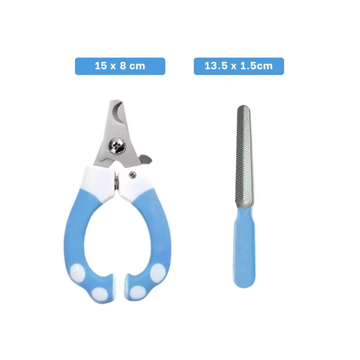 PACK2 CORTAUÑAS PET CON LIMA MANGO CURVO CON PUNTOS CELESTE GRANDE UTIL Y+PAPEL REGALO - 4