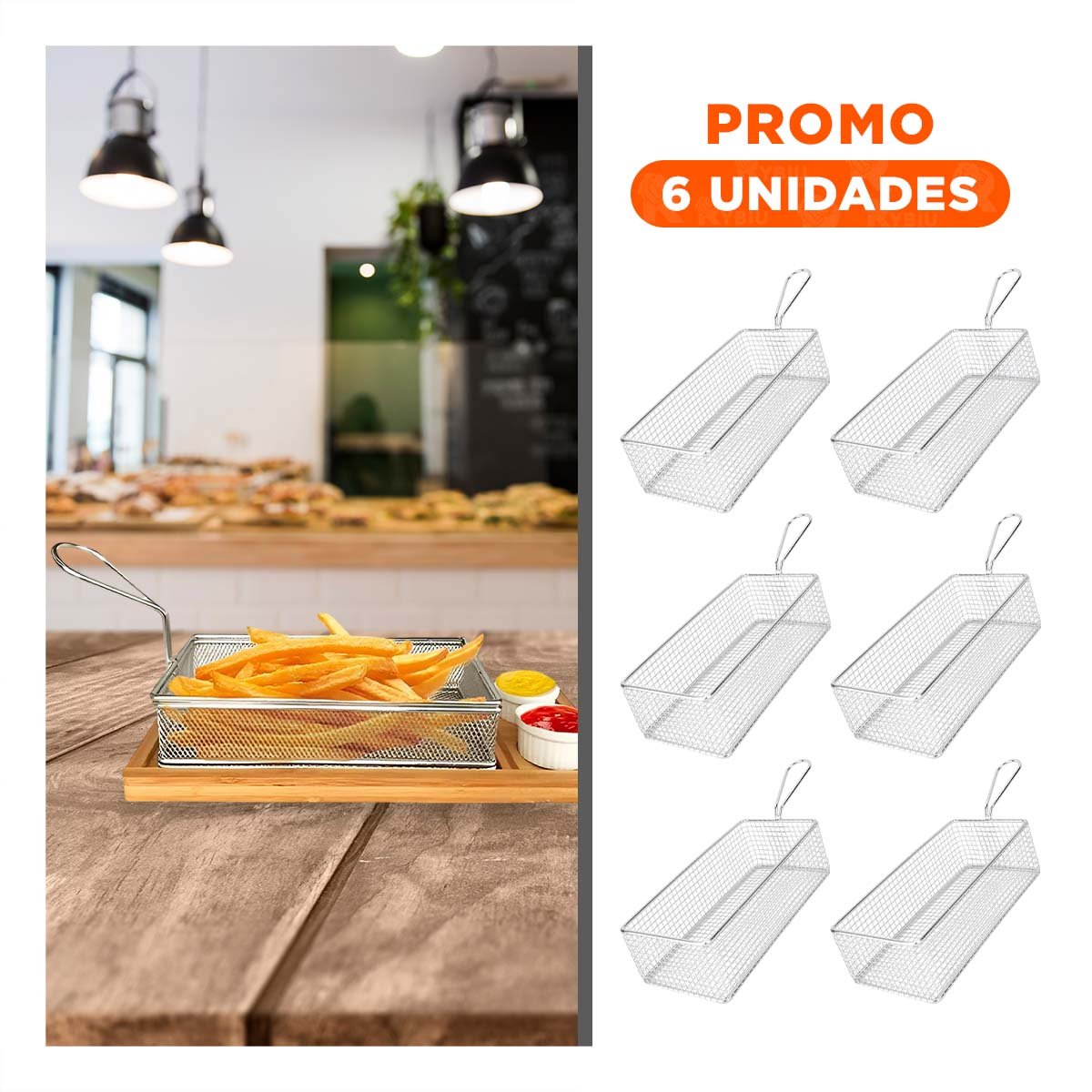 PACK6 CONTENEDOR METALICO PARA FRITURAS PLATEADO 25,5X13X7 CM COCINA - 1