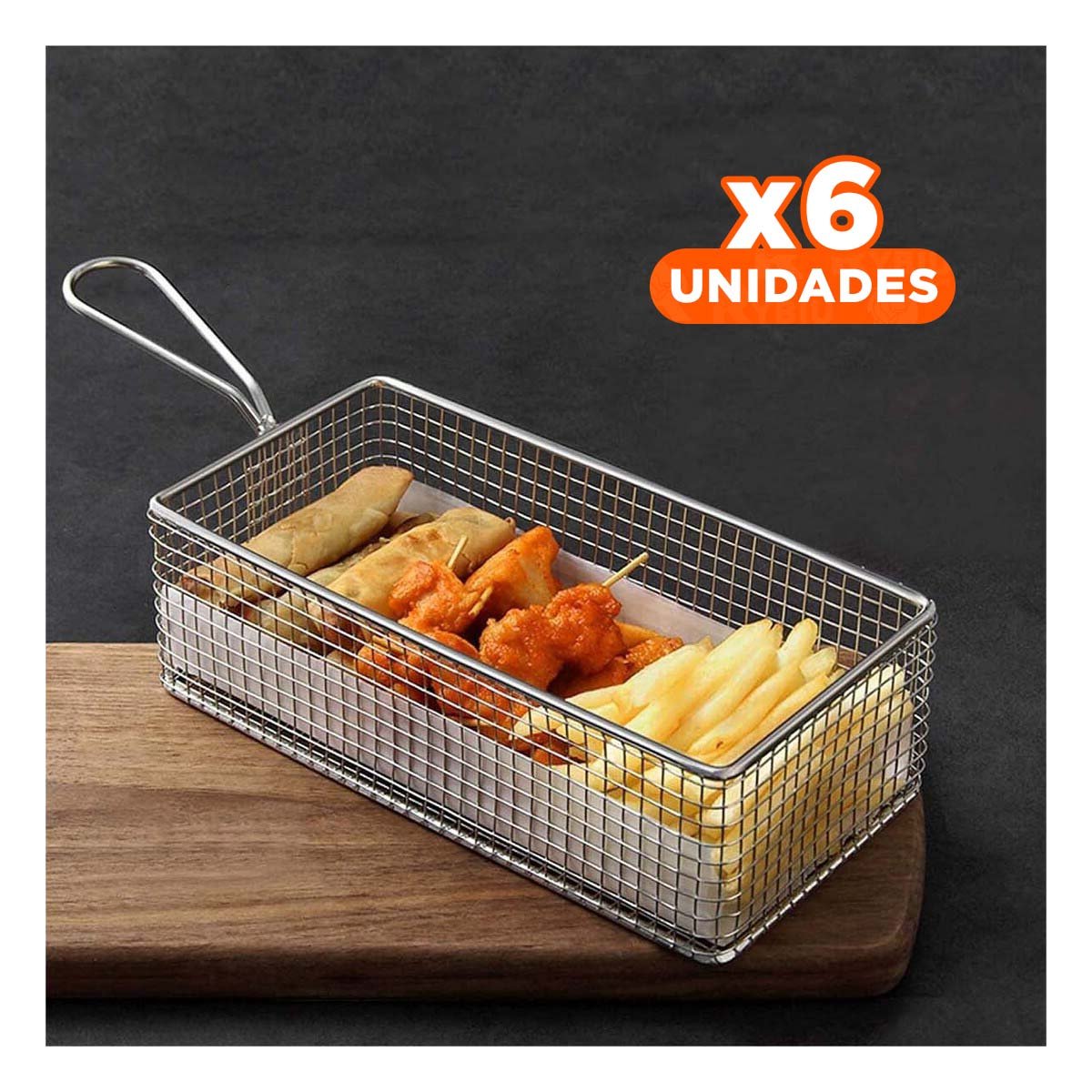 PACK6 CONTENEDOR PARA SNACKS FRITOS PLATEADO 25,5X13X4,5 CM PRESENTACION Y+REGALO STICKER - 1