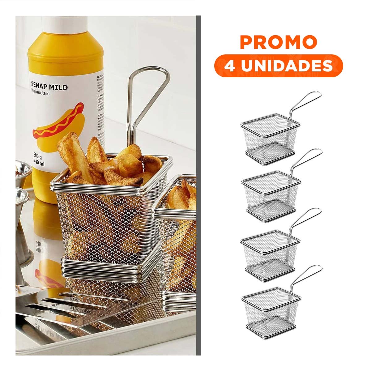 PACK4 RECIPIENTE PARA APERITIVOS FRITOS PLATEADO 10X8X7 CM SERVICIO Y+REGALO STICKER - 1