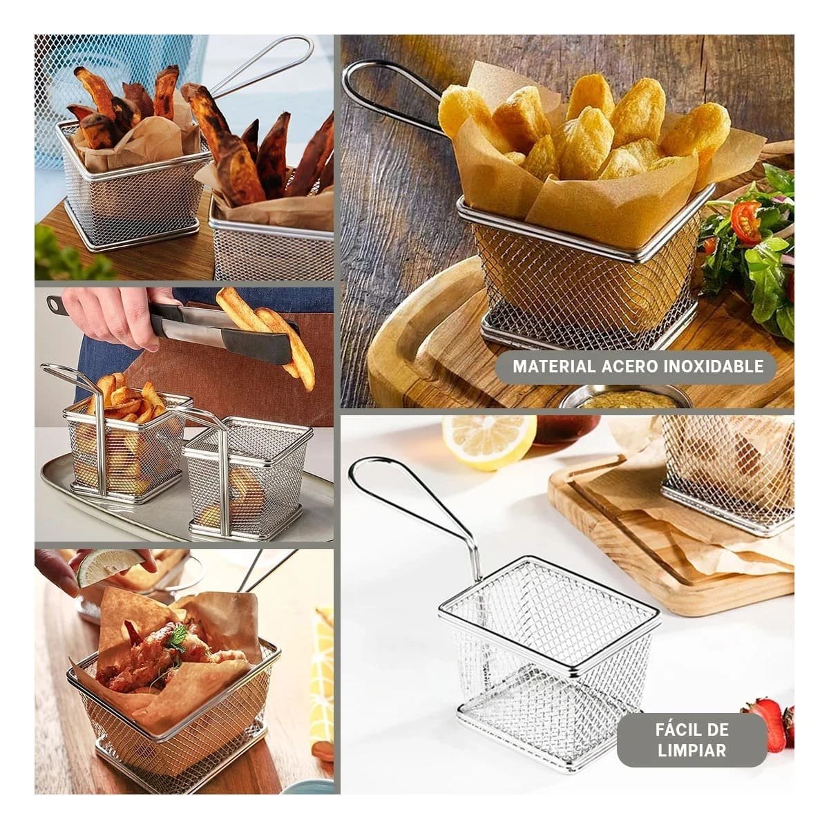 PACK4 RECIPIENTE PARA APERITIVOS FRITOS PLATEADO 10X8X7 CM SERVICIO Y+REGALO STICKER - 2