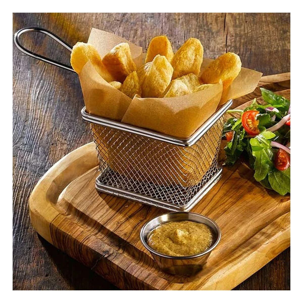 PACK4 RECIPIENTE PARA APERITIVOS FRITOS PLATEADO 10X8X7 CM SERVICIO Y+REGALO STICKER - 3