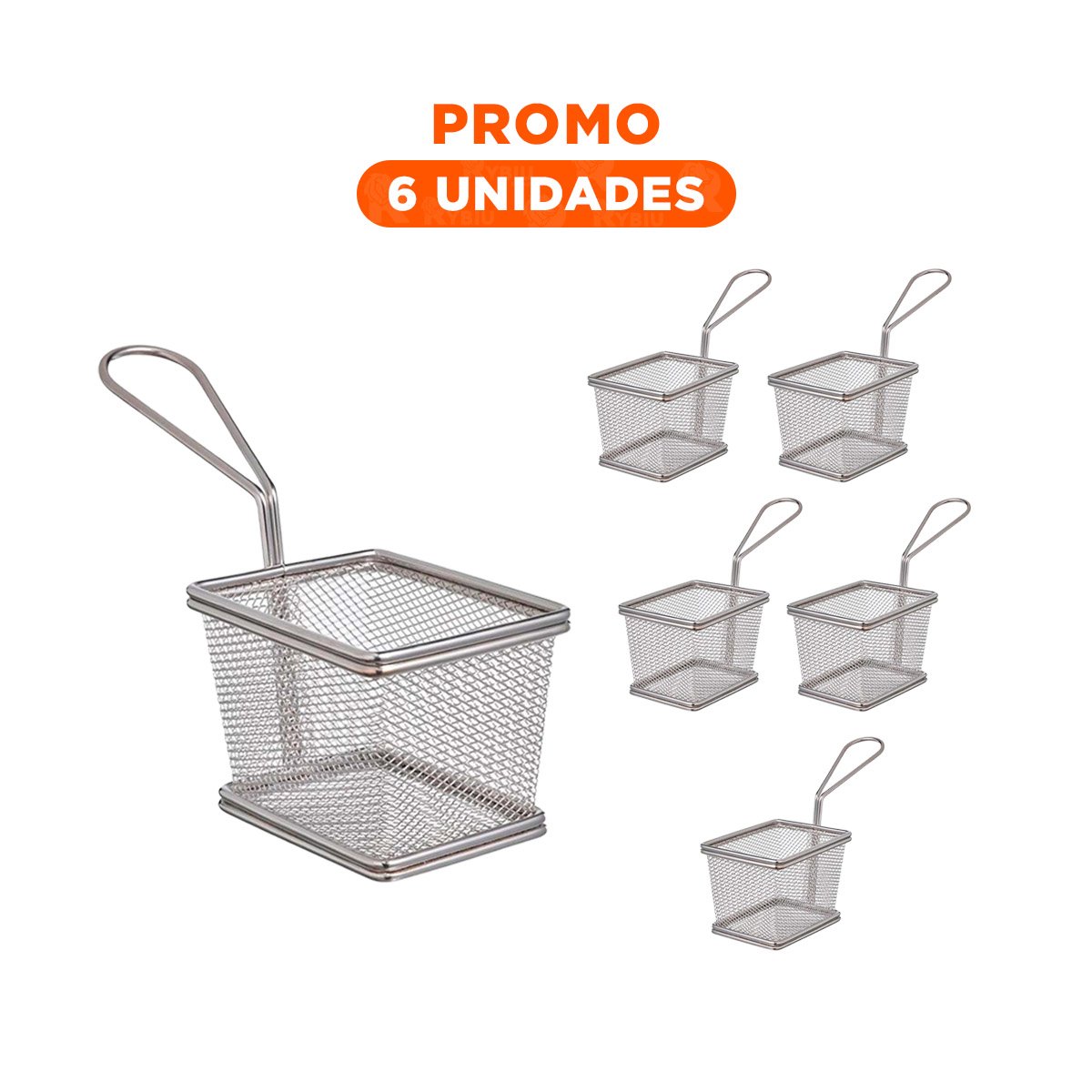 PACK6 UTENSILIO METALICO PARA FRITURAS PLATEADO RESISTENTE PARA HOGAR - 1
