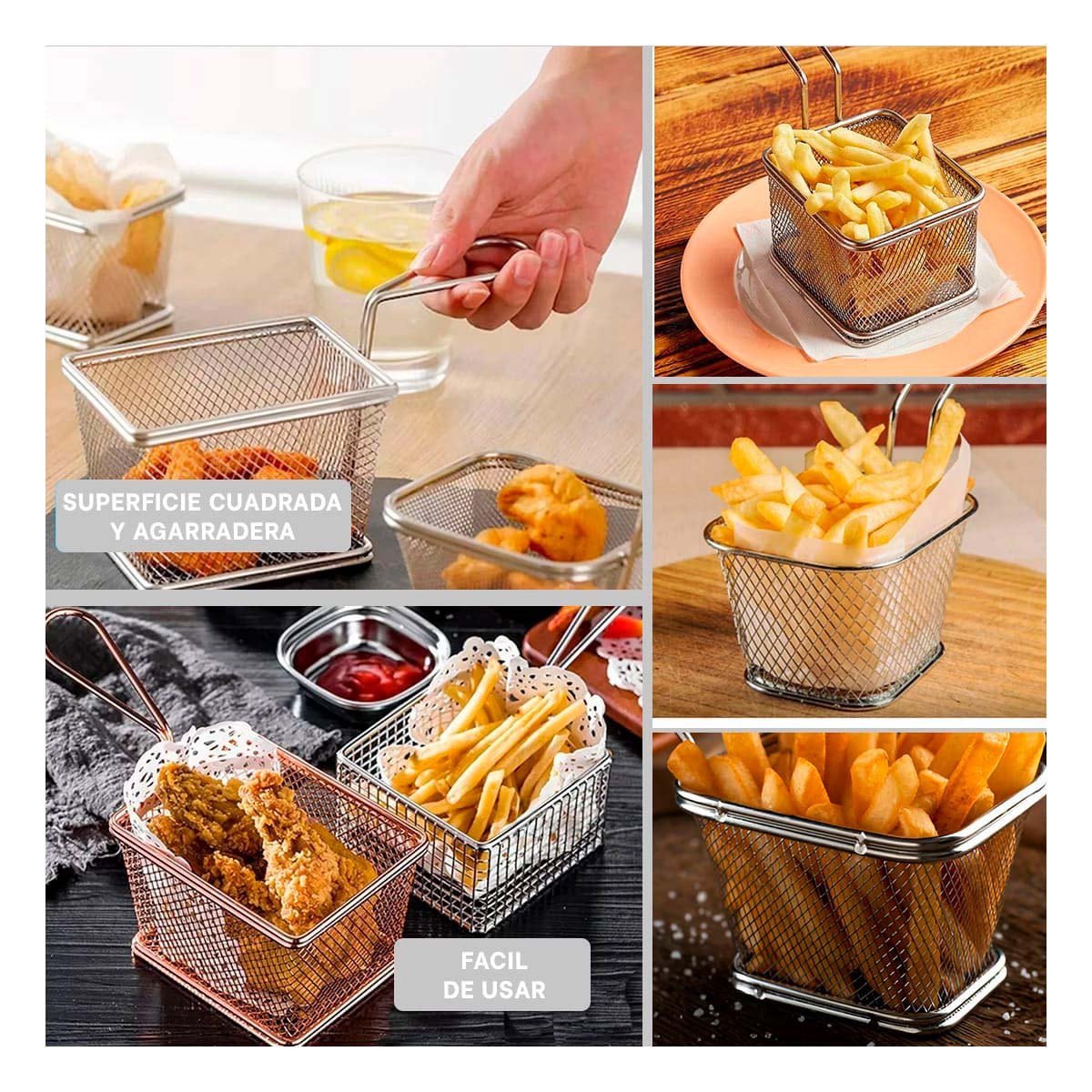 PACK4 BASE METALICA PARA FRITURAS PLATEADO DURADERA PARA COCINA MODERNA Y+REGALO STICKER - 2
