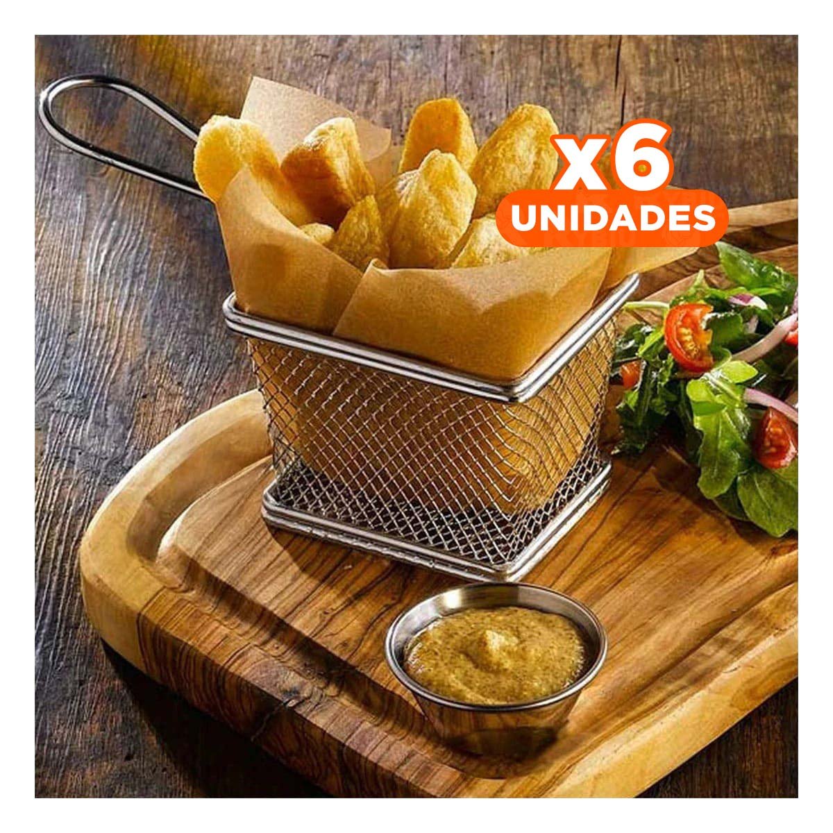 PACK6 CONTENEDOR PARA SNACKS FRITOS PLATEADO 10X8X7 CM PRESENTACION Y+REGALO STICKER - 1