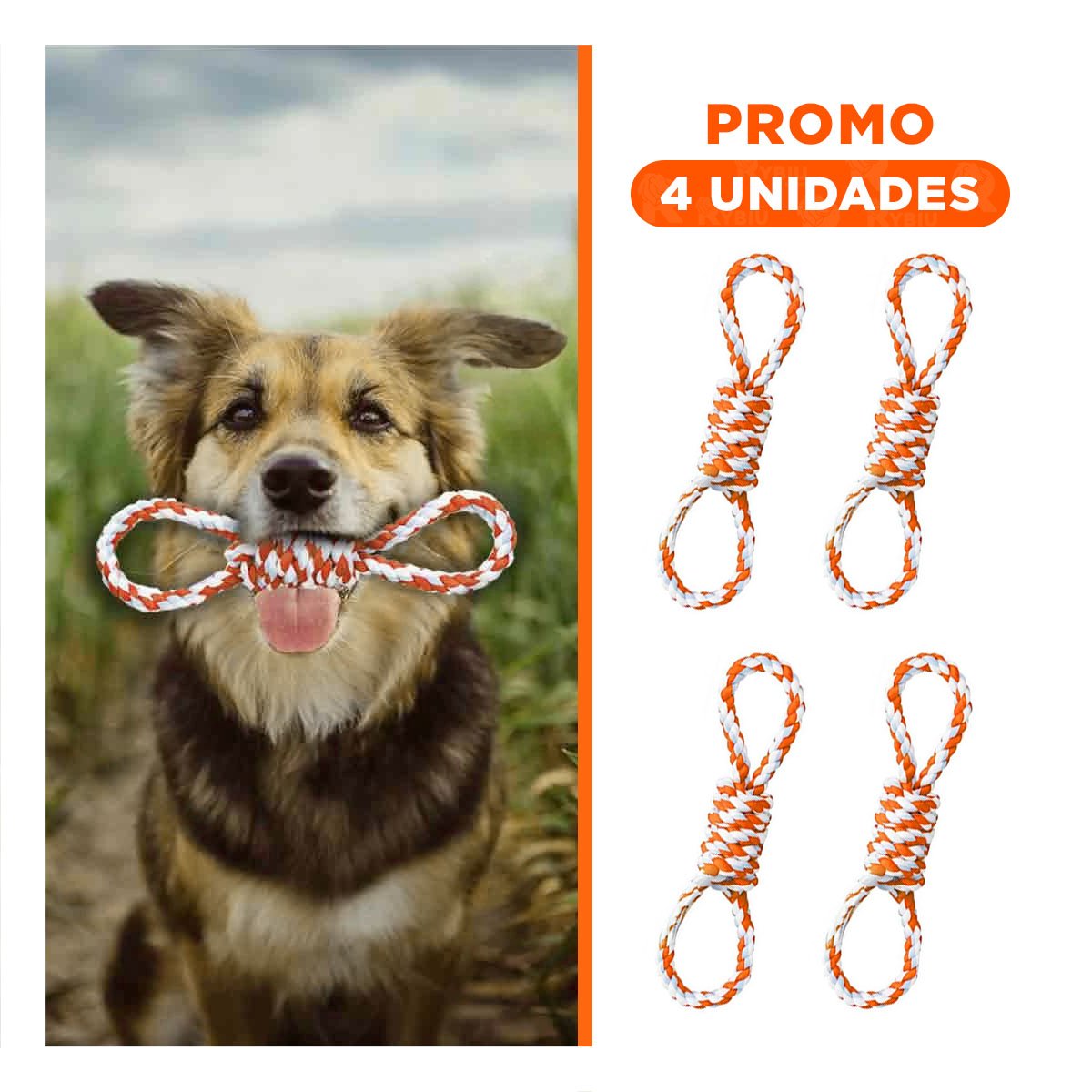 PACK4 ACCESORIO DE MORDIDA CON 4 NUDOS ANARANJADO PARA LA TRANQUILIDAD Y+REGALO STICKER - 1