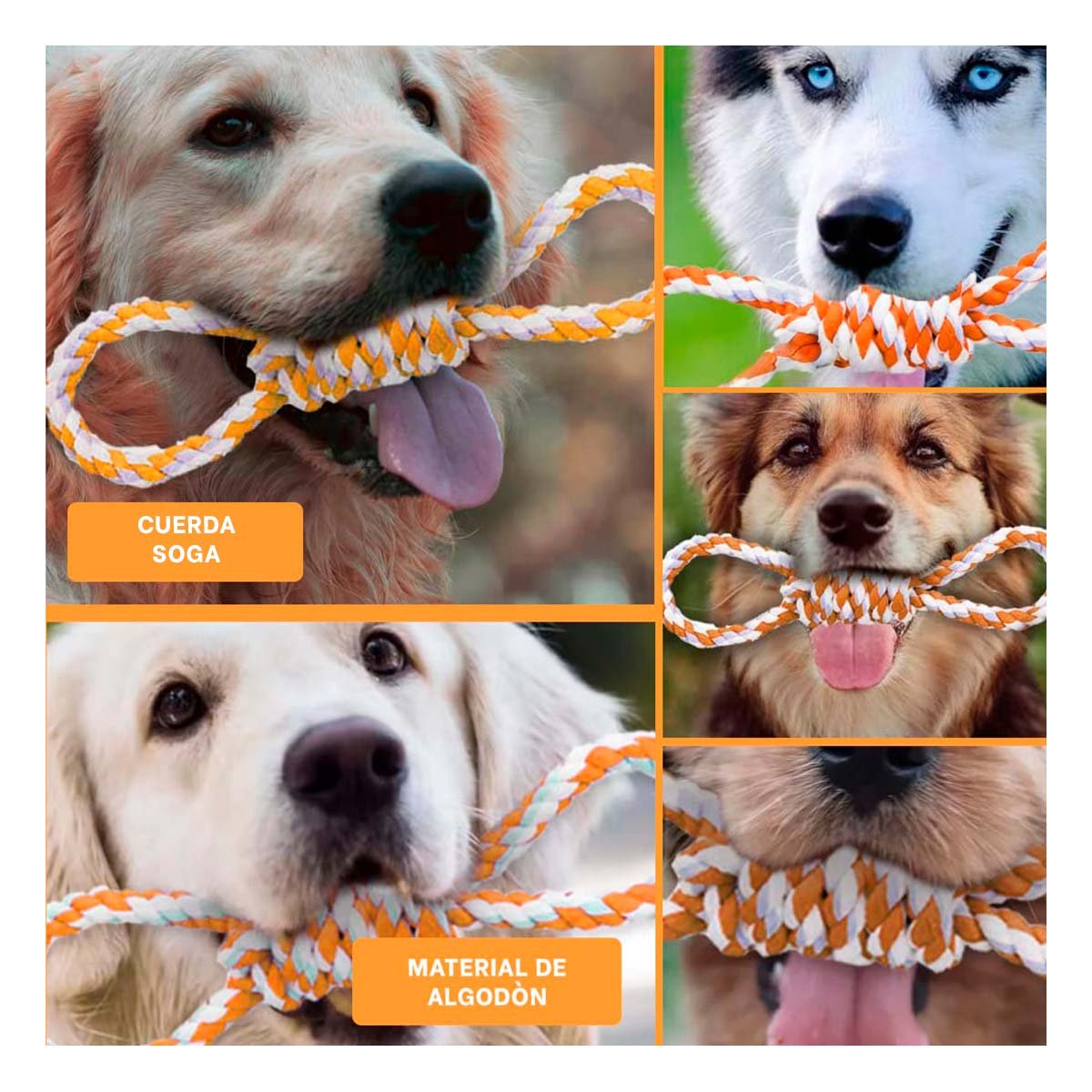 PACK4 ACCESORIO DE MORDIDA CON 4 NUDOS ANARANJADO PARA LA TRANQUILIDAD Y+REGALO STICKER - 2