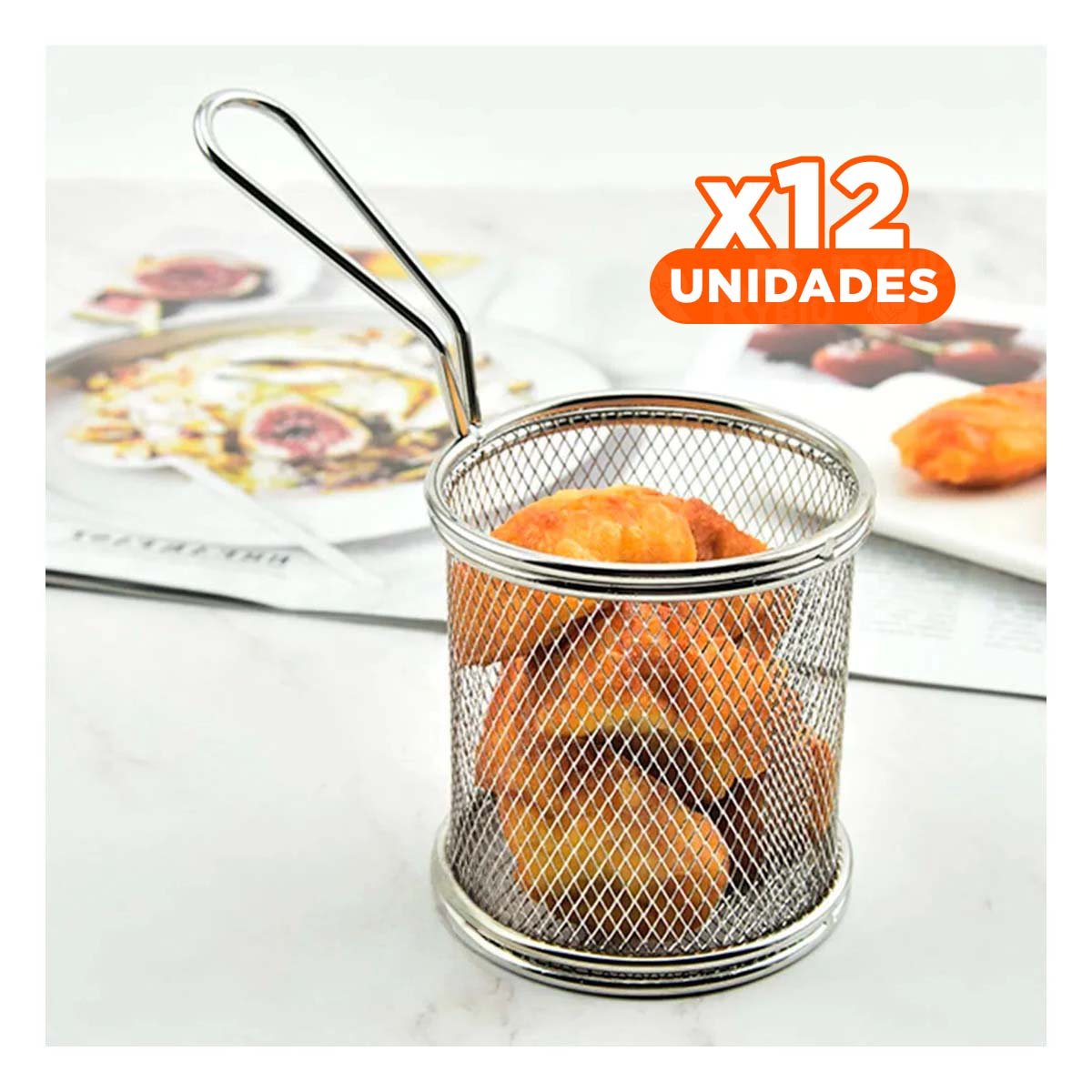 PACK12 CONTENEDOR DE COCINA CIRCULAR PARA FREIR PAPAS - 1