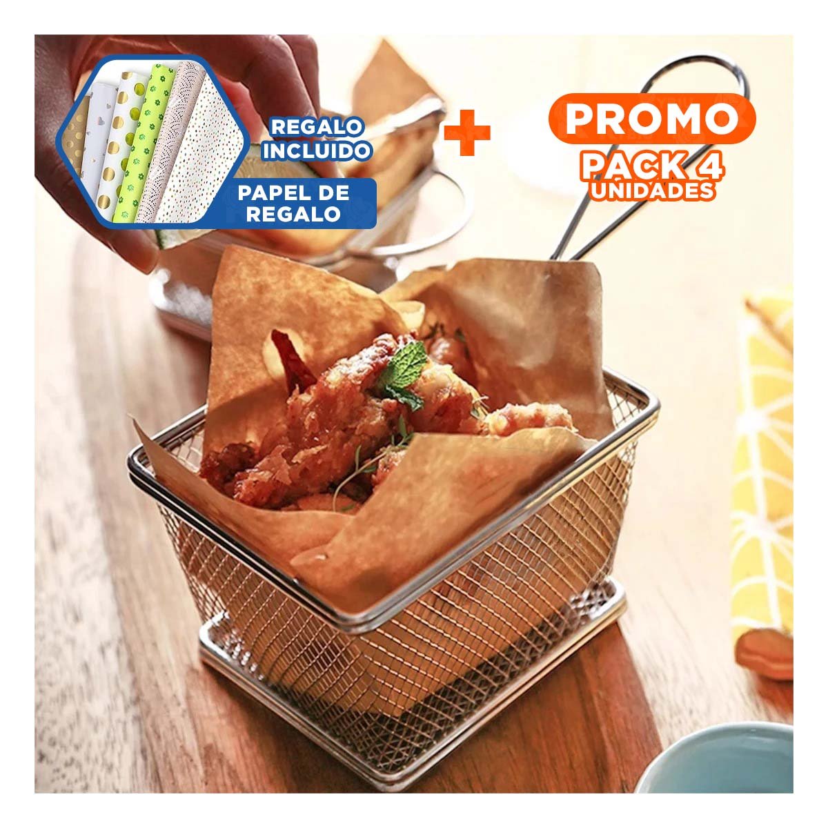 PACK4 RECIPIENTE DE COCINA PARA FRITURAS PLATEADO 10X8X7 CM PRACTICO Y+PAPEL REGALO - 1