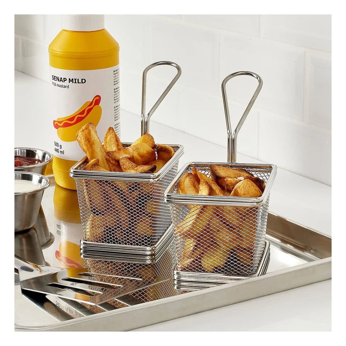 PACK6 CONTENEDOR METALICO PARA FRITURAS PLATEADO 10X8X7 CM COCINA - 3