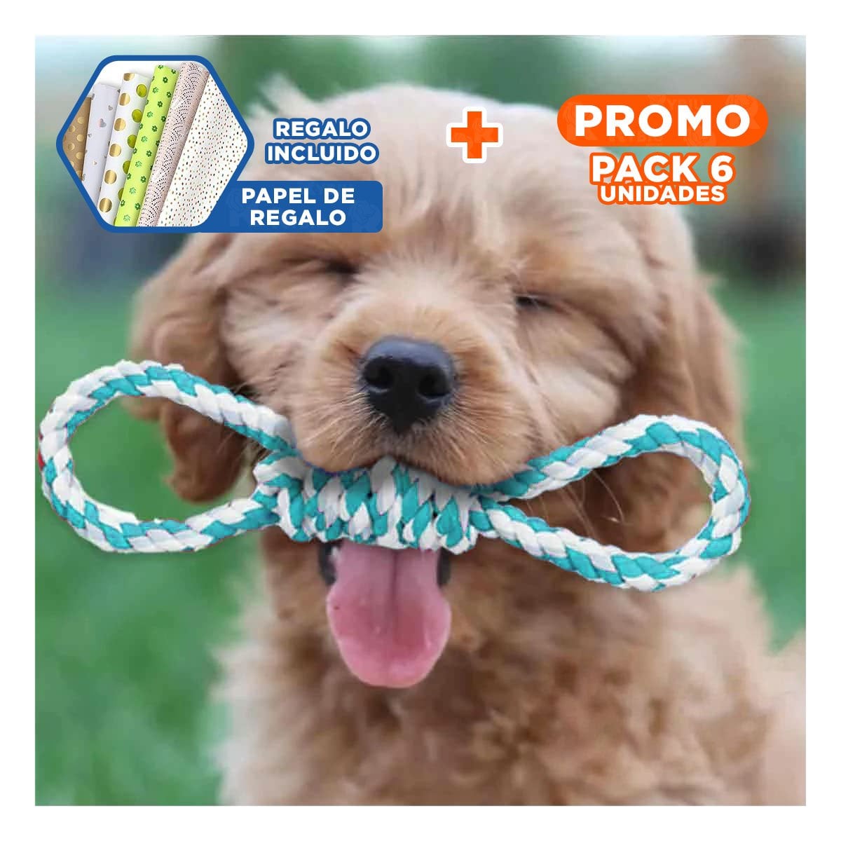PACK6 CUERDA SOGA 4 NUDOS PET TURQUESA DE CONSISTENCIA MUY SUAVE Y+PAPEL REGALO - 1