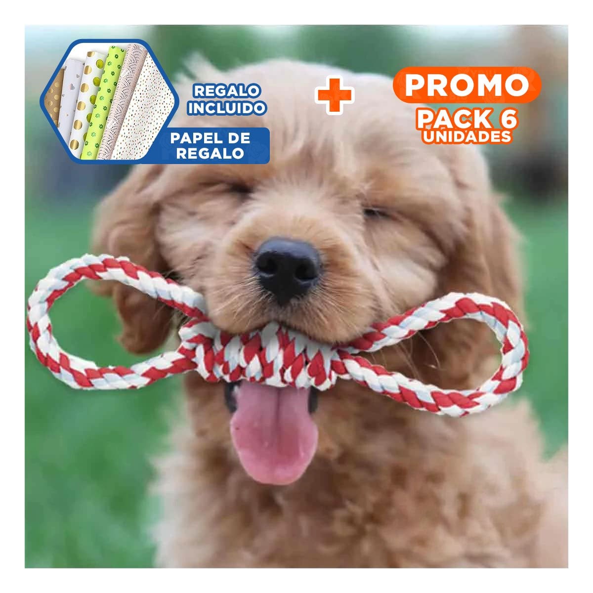 PACK6 CUERDA SOGA 4 NUDOS PET ROJO DE CONSISTENCIA MUY SUAVE Y+PAPEL REGALO - 1