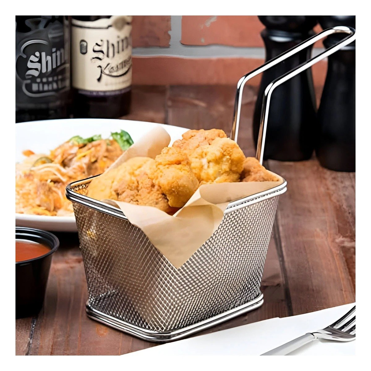 PACK2 RECIPIENTE COMPACTO PARA PAPAS FRITAS PLATEADO 13X8X8 CM HOGAR Y+REGALO STICKER - 5