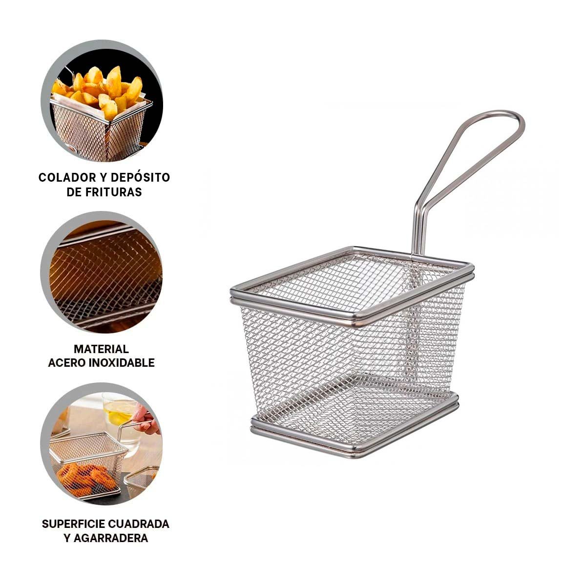 PACK6 PIEZA METALICA PARA FRITURAS PLATEADO ALTA CALIDAD PARA COCINA Y+REGALO STICKER - 2