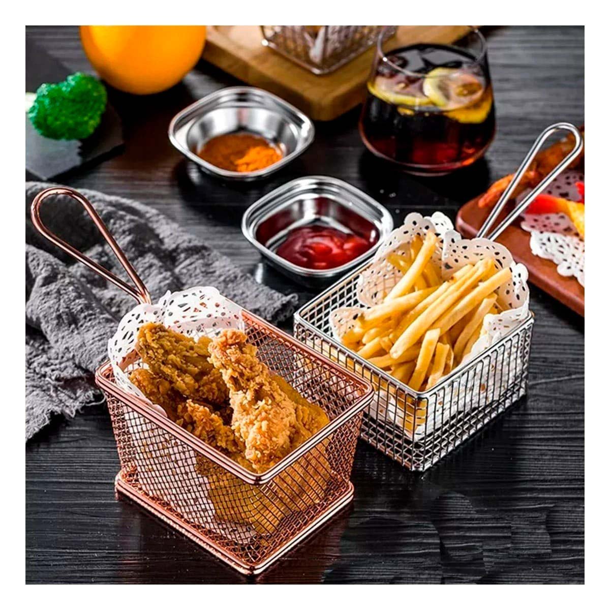 PACK6 PIEZA METALICA PARA FRITURAS PLATEADO ALTA CALIDAD PARA COCINA Y+REGALO STICKER - 3