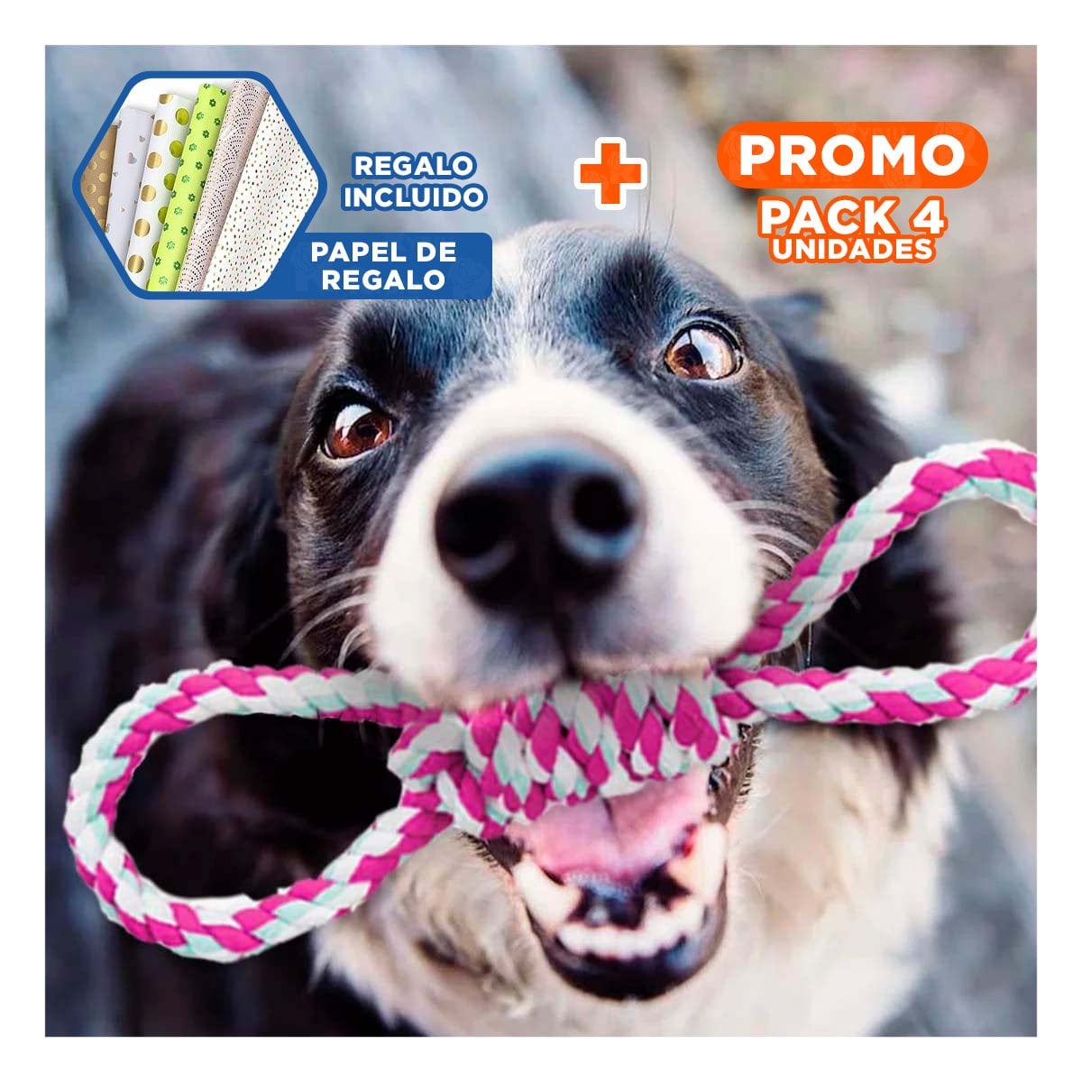 PACK4 CUERDA SOGA 4 NUDOS PET ROSADO PARA UN ESTILO MUY ACTIVO Y+PAPEL REGALO - 1