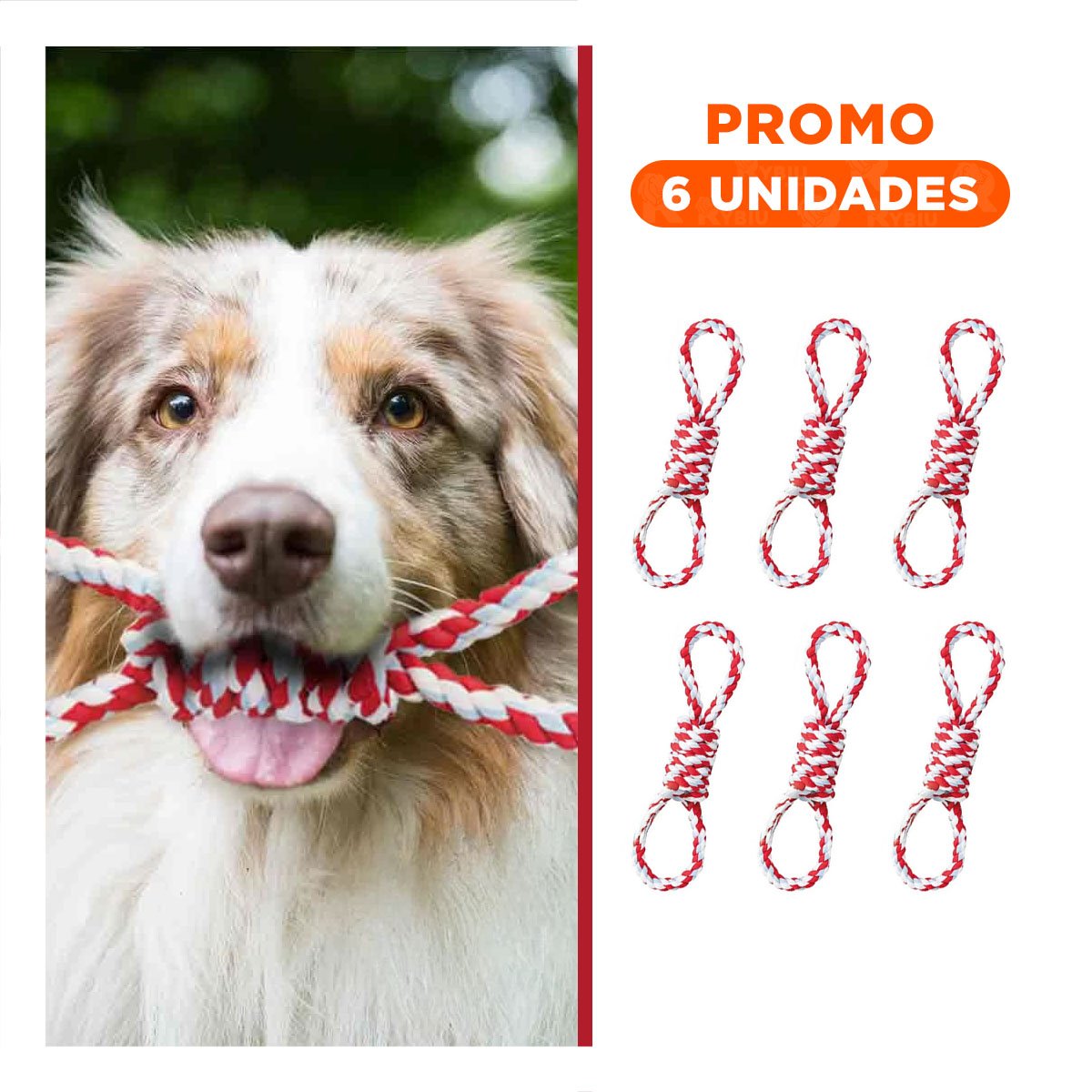 PACK6 ELEMENTO DE JUEGO CON 4 NUDOS ROJO DE AGARRE COMODO PARA SUS MANOS - 1