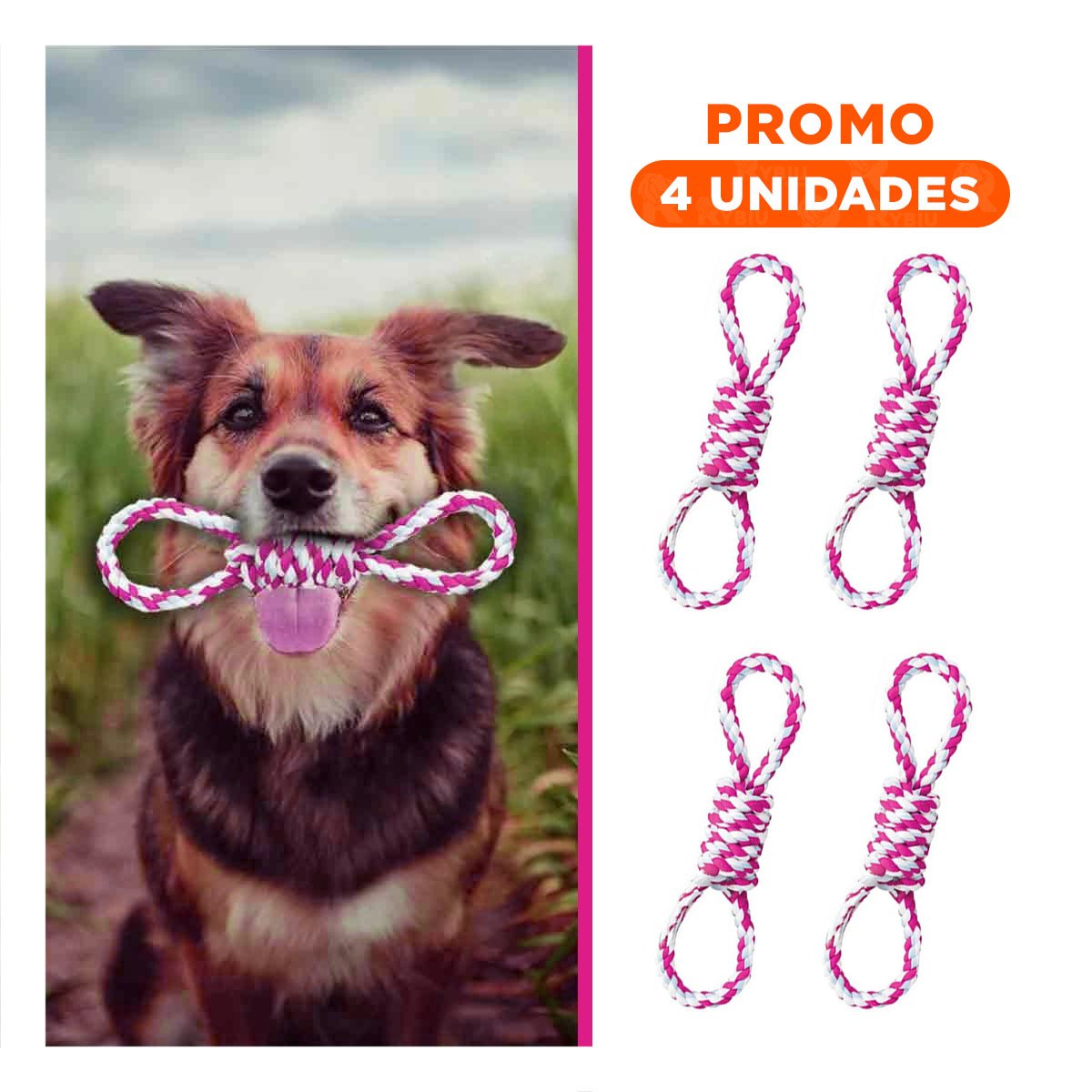 PACK4 ACCESORIO DE MORDIDA CON 4 NUDOS ROSADO PARA LA TRANQUILIDAD Y+REGALO STICKER - 1